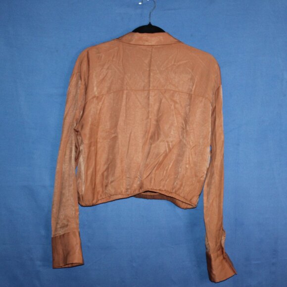 Cropped Button Down Blouse M - Picture 5 of 6